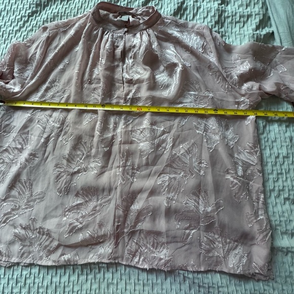 H&M JACQUARD-WEAVE BLOUSE Soft Pink Floral Size L - Picture 12 of 16